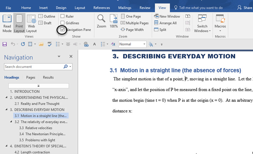 How Do You Use The Navigation Pane In Word 2010 For Mac?